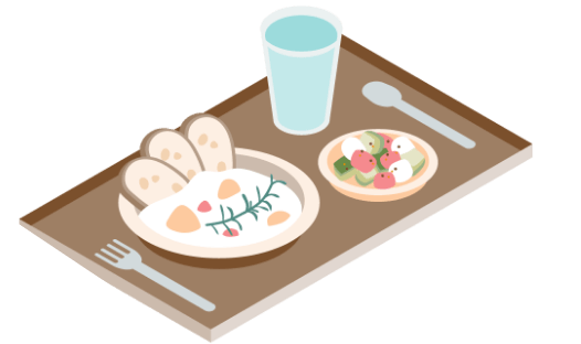 料理受け取りのイメージイラスト