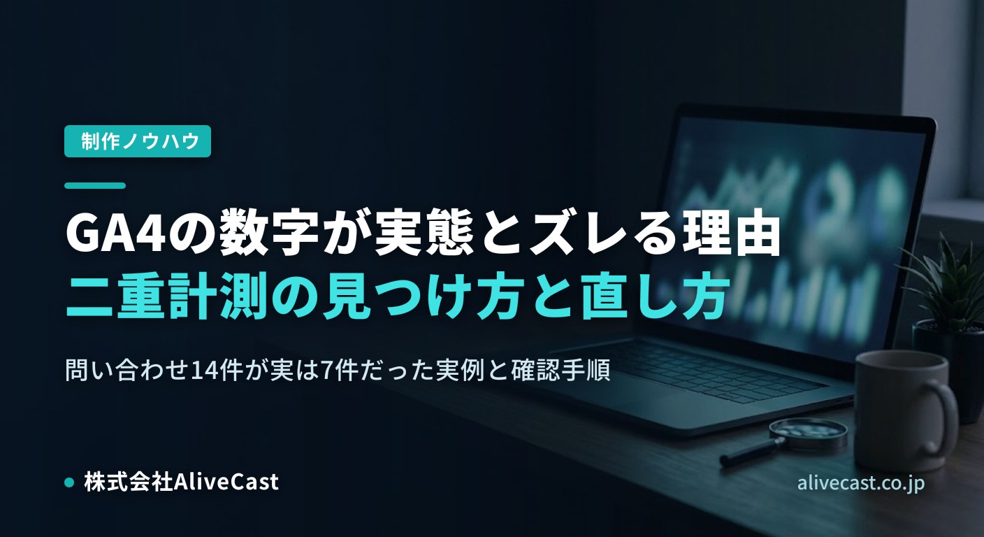 GA4の数字が実態とズレる理由|中小企業が最低限見る指標と二重計測の直し方